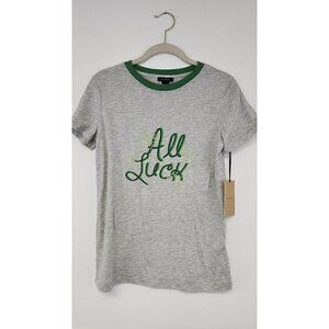 NWT Halogen St. Patty's Day T-Shirt All Luck Grey & Green Tee, Size Small